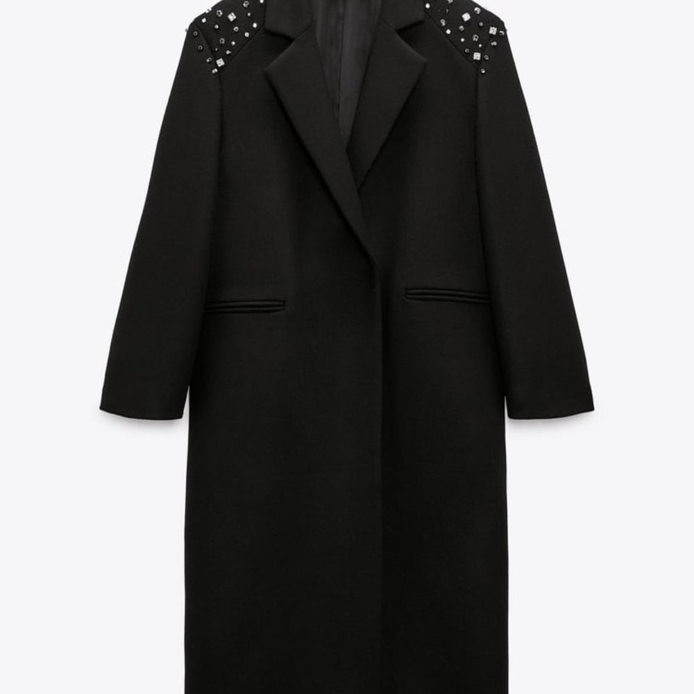 ZARA STUDDED WOOL COAT LIMITED EDITION - Picture 2 of 8
